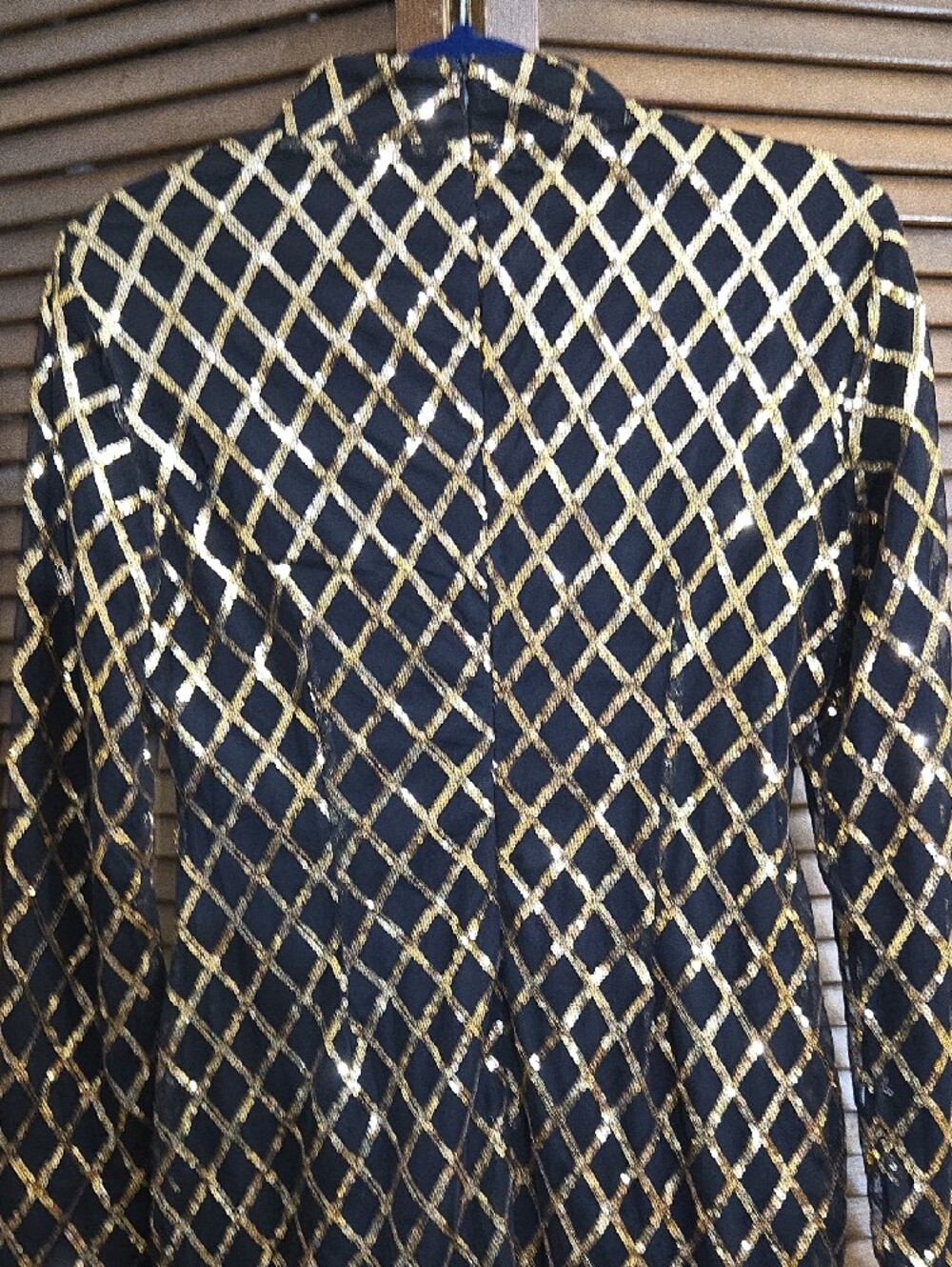Source Unknown Black Long-Sleeve Dress with Gold Lattice Sequin - Picture 6 of 7